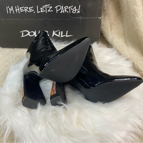 𝅺DOLLS Kill x Lady Godiva Excited Enough Ankle Boot Patent Leather - Picture 4 of 9